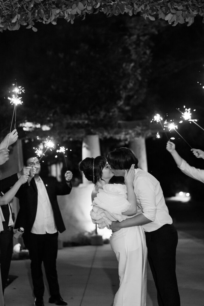 sparkler send off at sydonie mansion