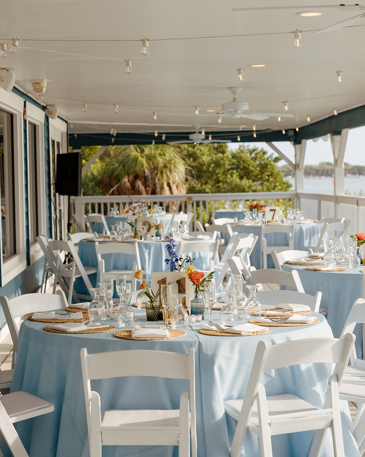 colorful florida wedding reception tables